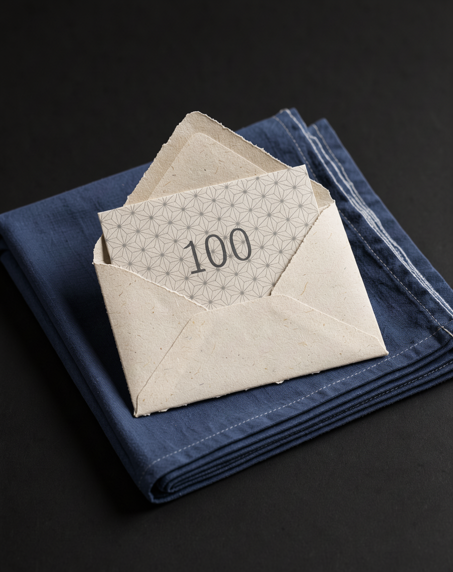 Carte cadeau Yoji Su dans son enveloppe en papier washi